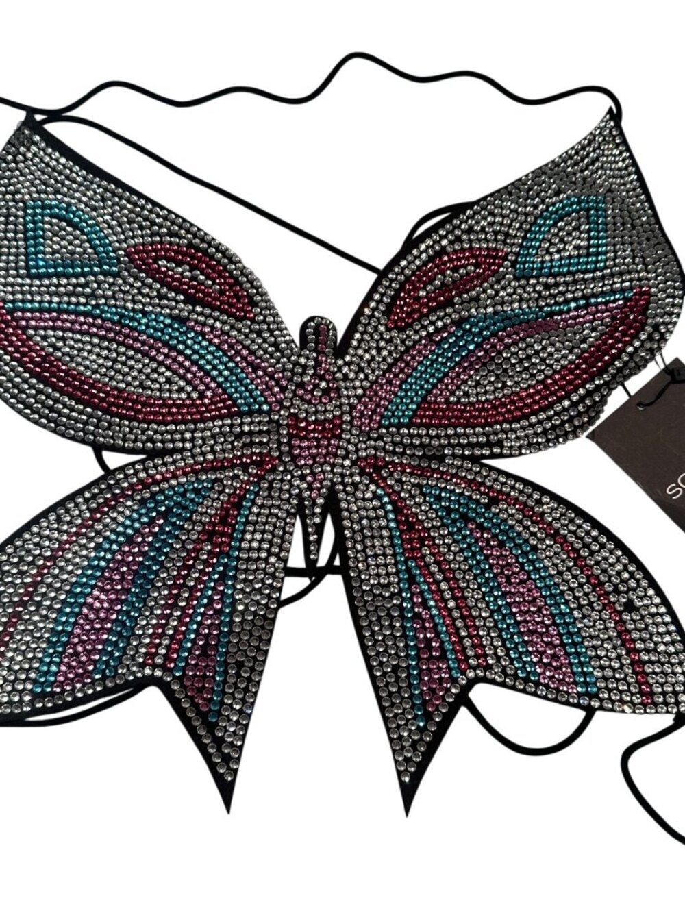 Solado Crystal Butterfly Rhinestone Bralette Top Women Straps Corset Bling